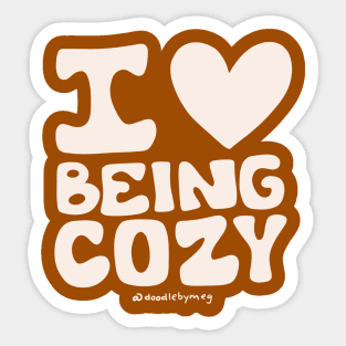 I Love Being Cozy Cream Sticker